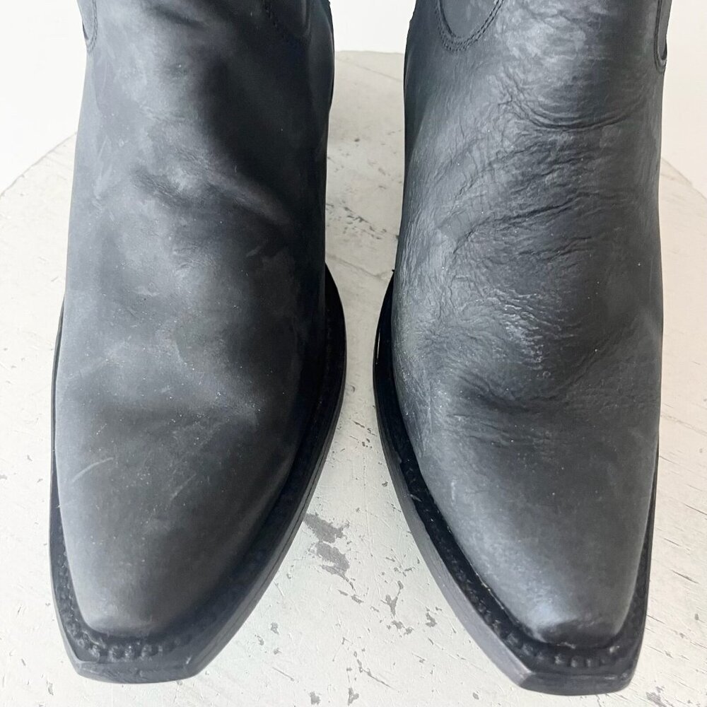 Lane OLIVIA JANE Knee High Womens Cowboy Boots 9 Black Western Lace up Snip Toe - Picture 8 of 13